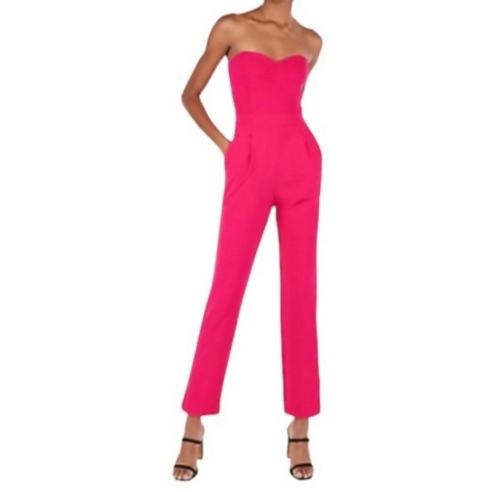 Express Hot Pink Strapless Jumpsuit